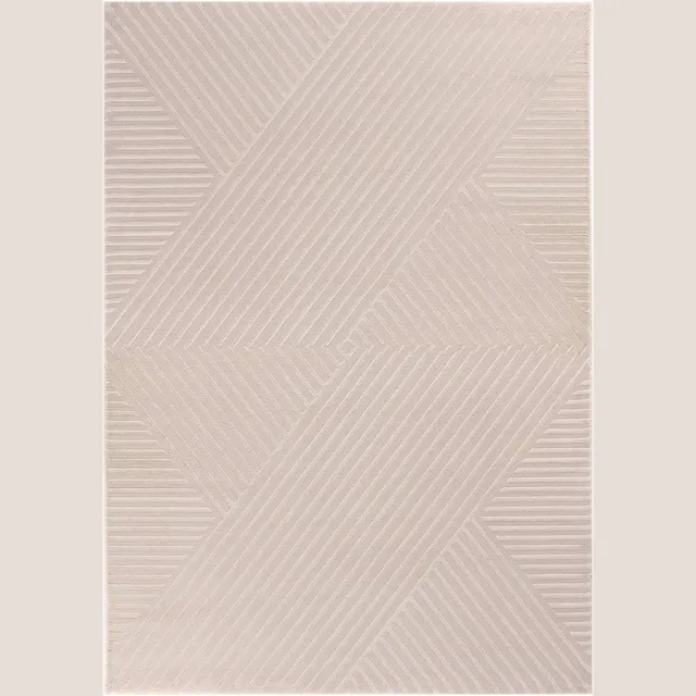 flycarpets Cara Modern Japandi Intersecto Vloerkleed - Beige - 80x150 cm