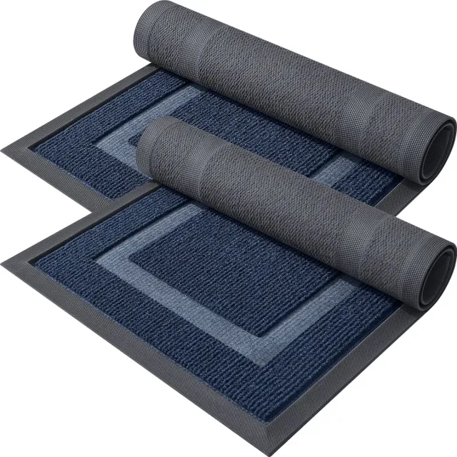 Homaxy Deurmat Binnen - Droogloopmat - Antislip Deurmat - Schoonloopmat - Wasbaar - marineblauw - 89X150cm