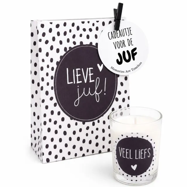 Memories Are Timeless Juf Cadeau Met Kaars - Lieve Juf Cadeauset - Kaars - Memories Are Timeless