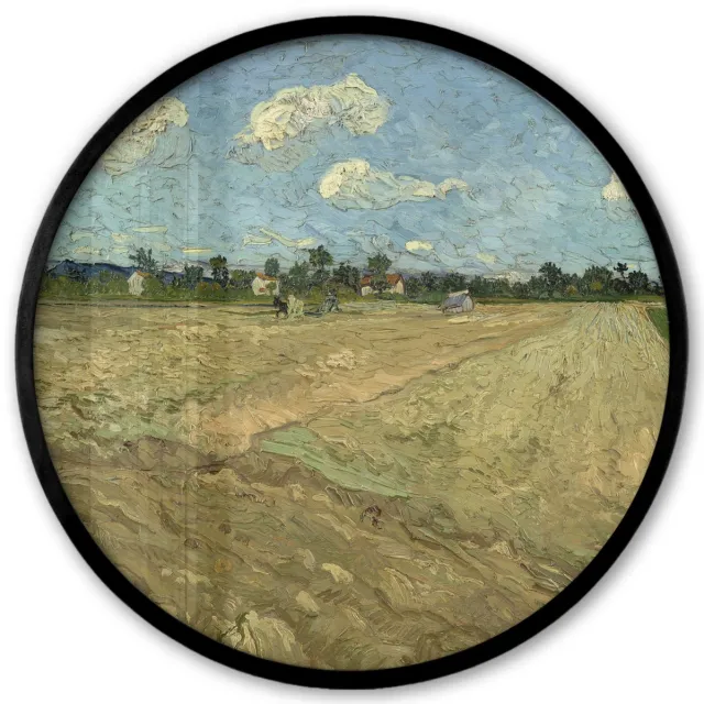 FrameYourWall Poster in lijst Rond - Fotolijst 40x40 cm - Posters - Geploegde akkers - Vincent van Gogh - Ronde posterlijst zwart - Decoratie - Wanddecoratie woonkamer - Muurdecoratie slaapkamer