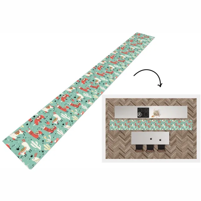 KitchenYeah Keukenloper - Keukenmat - Lama - Patronen - Cactus - Keuken vloerkleed multicolor
