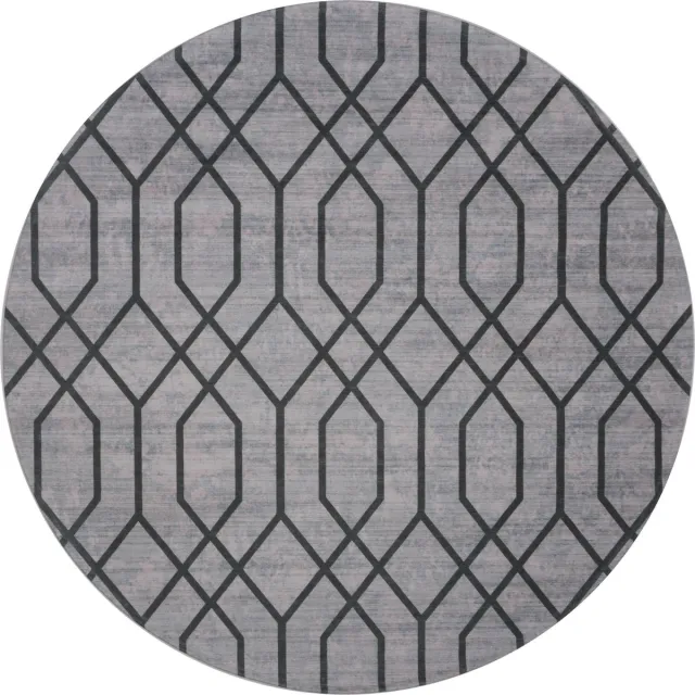 Veer Carpets Vloerkleed Pattern Rond Groen ø120 cm - Laagpolig Synthetisch Vloerkleed – Modern / Grafisch Design