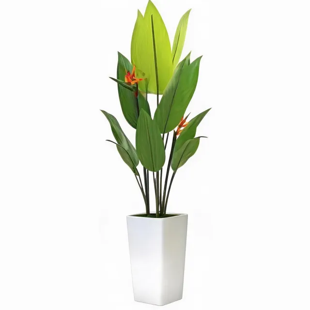 HOERFURIY Kunst Paradijsvogelboom 1 stuk - 4.8FT Met Natuurlijke Houtstam - Wit Pot Met Steentjes groen