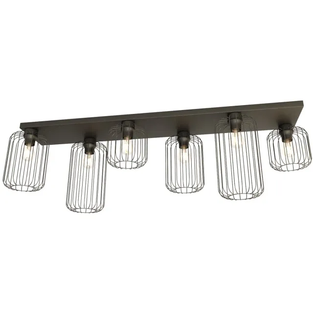Emibig Plafondlamp Barn 6 lichts L 115 cm zwart