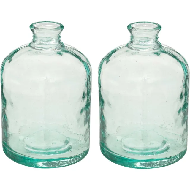 Atmosphera bloemenvaas Colmar - 2x - Apotheker Fles model - transparant - gerecycled glas - 20 x 12 cm