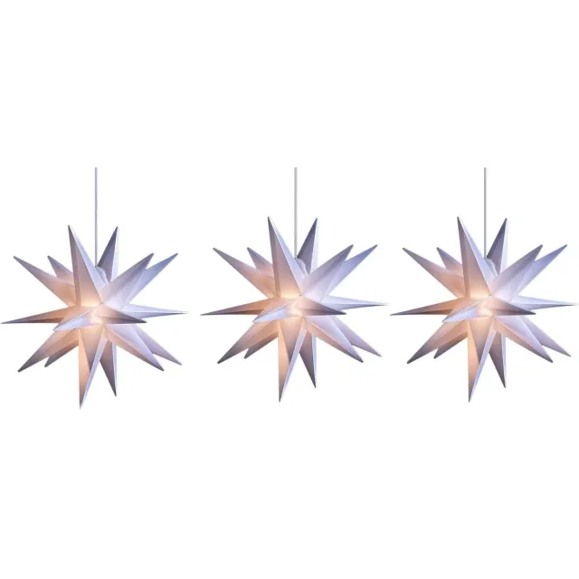 Novaliv 3X Kerststerren verlichte LED decoratieve ster 55cm wit hoogwaardige kunststof sterren met timerfunctie 3D ster 18-puntige verlichte sterren opvouwbare ster kerstverlichting winterverlichting 3D ster