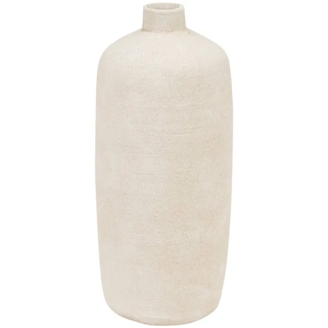 Atmosphera Créateur d'intérieur® Hoge, geribbelde cilindervormige vaas van steengoed ROMIA Beige