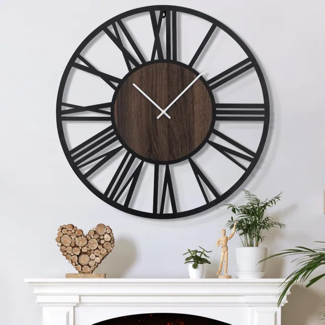 Mee 2ou Extra Grote Wandklok met Tikgeluid, 80CM/32 Inch Stil, Geruisloos, Werkt op Batterijen, Modern, Extra Groot, Retro Vintage Extra Grote Wandklok voor Woonkamer, Slaapkamer en Keuken