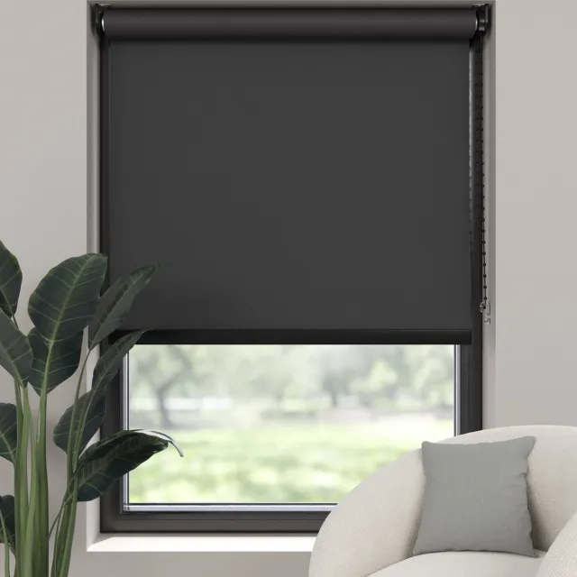 Dutchblinds Rolgordijn - verduisterend - Zwart - 45x190cm - Raamdecoratie op maat
