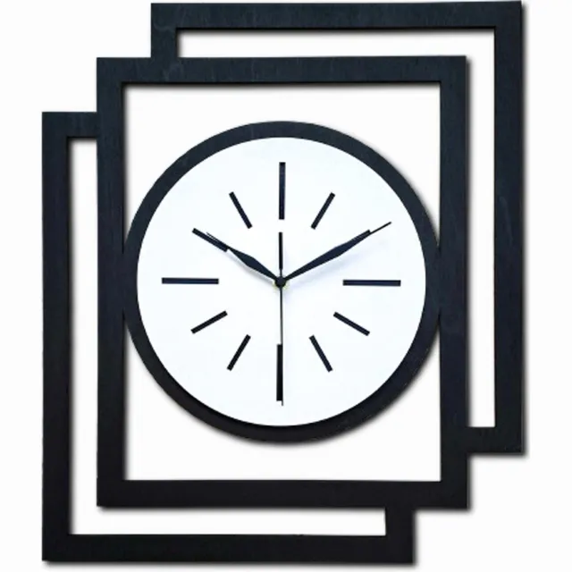Ornament Handgemaakte Grote Houten Wandklok – Modern Minimalistisch Design, Rechthoekig Verticaal, Geruisloos, Zonder Tikkend Geluid – Voor Woonkamer, Slaapkamer, Keuken – Unieke Wanddecoratie, Industrieel Design & Stil Uurwerk, zwart -wit zwart - wit
