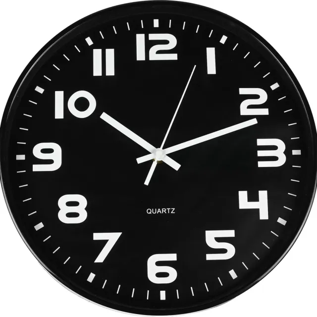 Benson Strakke zwarte wandklok - modern design - Ø30 cm - witte wijzers
