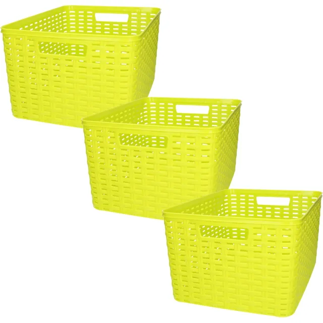 PLASTICFORTE opbergmand/kastmandje - 3x - 18 liter - groen - kunststof - 28 x 38 x 19 cm