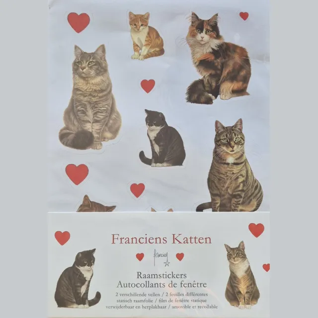 Franciens Katten Raamstickers-Franciens Katten-2 Vellen-niet permanente verplaatsbare stickers-statisch raamfolie Diverse