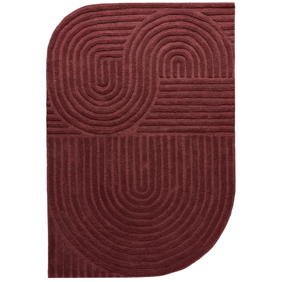 Studio LIVIT NOUS Living Rodez laagpolig wollen vloerkleed bordeauxrood burgundy