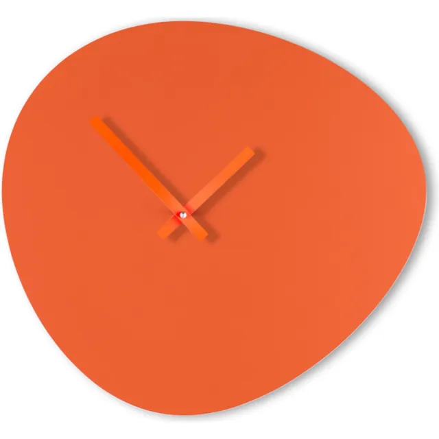 Kloq Wandklok 'Pebble' Roest Rood & Neon Oranje wijzers