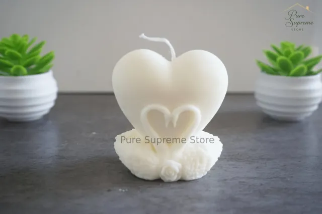 Pure Supreme Store Decoratie kaars hart met 2 zwanen | Handgemaakt wit