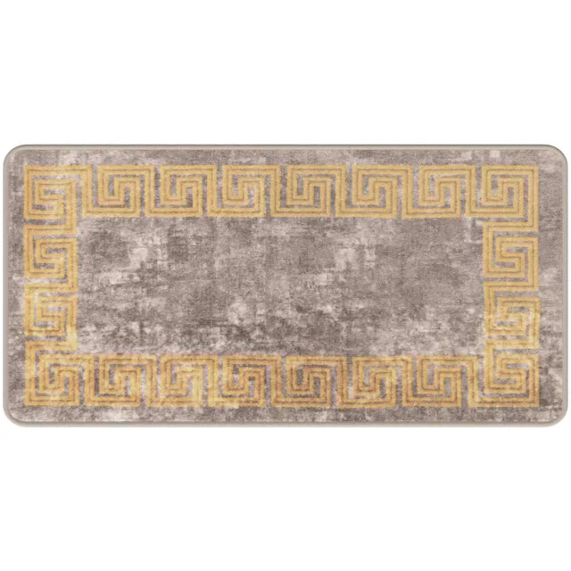 vidaXL Tapijt - Runner - MARSA - Grijs - en - Goud - 50 - x - 100 - cm - Polyester - en - PVC