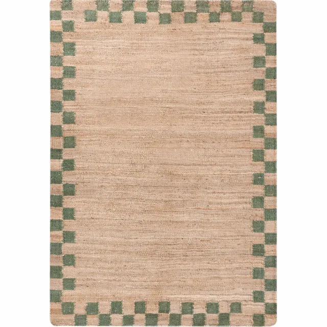 Beliani BEED - Vloerkleed - Beige/Groen - Jute