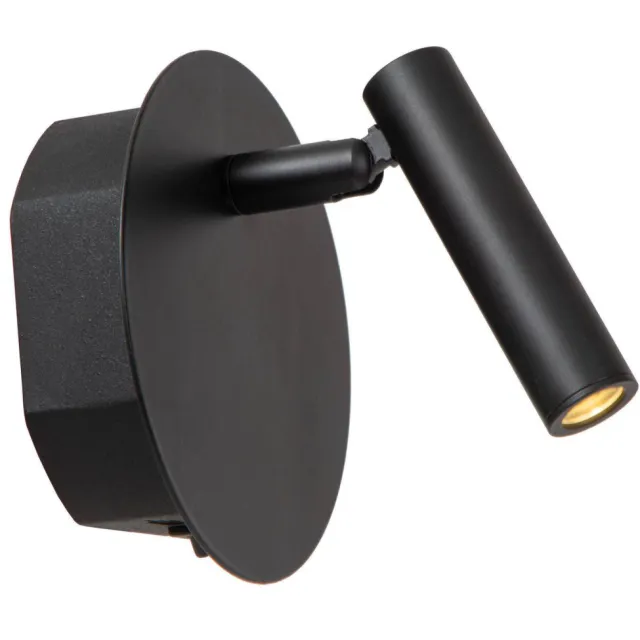 Lucide JOLIJN - Oplaadbare Bedlamp / Wandlamp - Accu/Batterij - Ø 10,2 cm - LED zwart