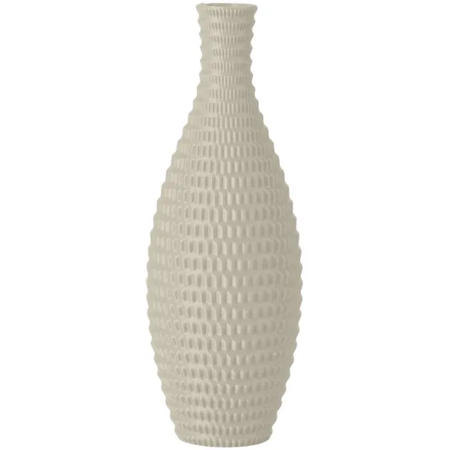 Layvo BRONTE Vaasje - Crème - D10 x H25 cm - droogbloemen vaasje - japandi - gerecycled plastic