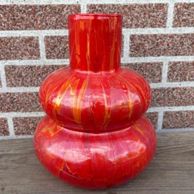 Vazenfabrique Handgemaakte Vaas 'Frost' - Rood/oranje met goud