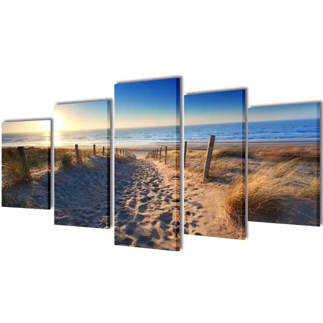 vidaXL Canvas muurdruk set zandstrand 100 x 50 cm Meerkleurig
