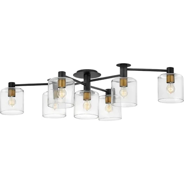 Hinkley LED Plafondlamp Axel | 7X E27 Max 60W | Dimbaar | Black with Heritage Brass Geen