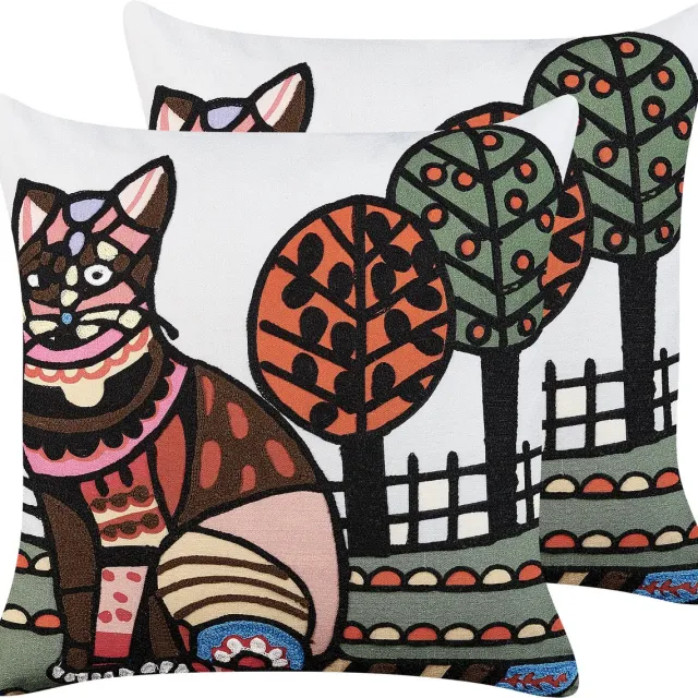 Beliani MEHSANA - Sierkussen set van 2 - Multicolor - 50 x 50 cm - Katoen Meerkleurig