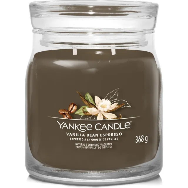 Yankee Candle Vanilla Bean Espresso Medium Geurkaars - 50 branduren - 2 lonten Bruin
