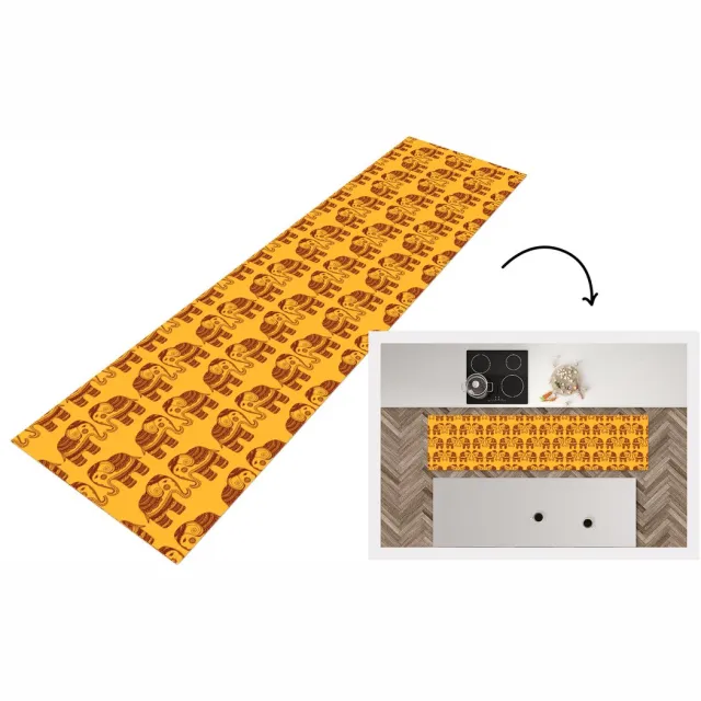 KitchenYeah Keukenloper - Loper keuken - Patronen - Olifant - India - 200x50 cm - Keukenloper vinyl Multicolor