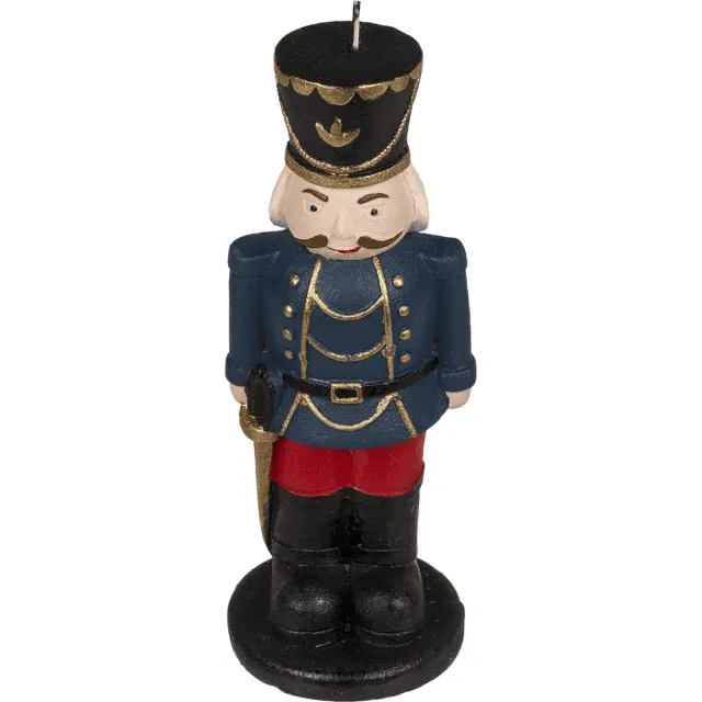 Out of the Blue Kerst kaars notenkraker blauw 21cm hoog