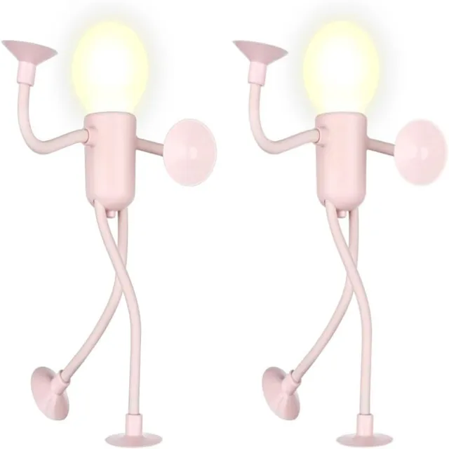 Ynkkvre Vormbaar Atleten Nachtlampje met Zuignap – Warm LED Nachtlicht – Set van 2 -roze