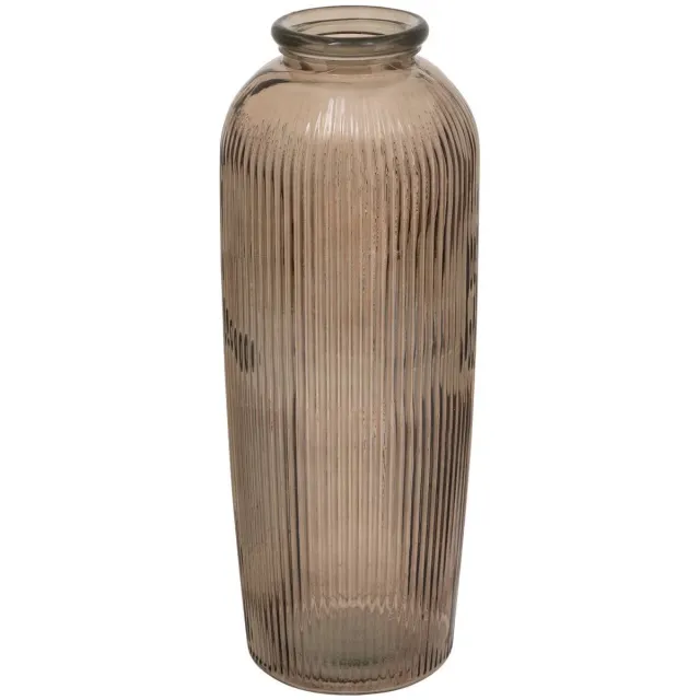 Atmosphera Créateur d'intérieur® Grote, geribbelde vaas van gerecycled glas LUZ marron