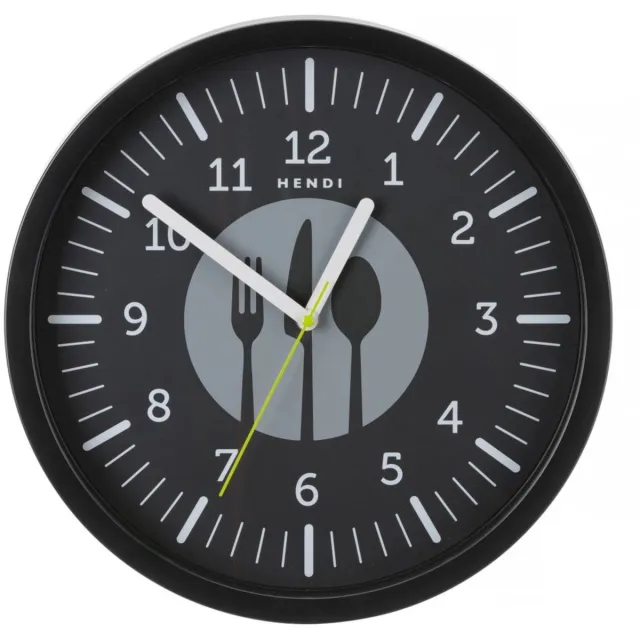 Hendi Wandklok zwart met grote cijfers en een diameter van 356 mm