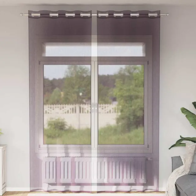vidaXL Gordijnen voile met doorvoertules 2 st 140x300 cm paars