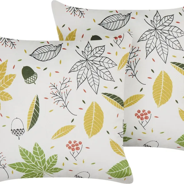 Beliani MULLEIN - Sierkussen set van 2 - Gebroken wit - 45 x 45 cm - Fluweel Meerkleurig