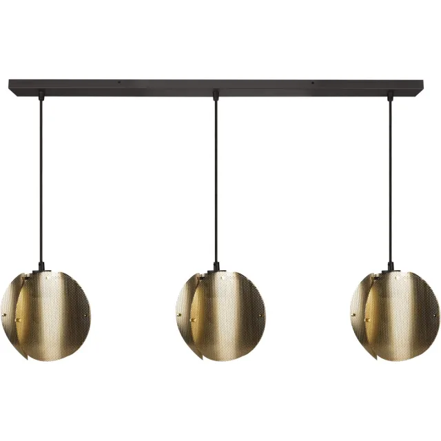 Osram DECOR Gevouwen Globe Hanglamp LINEAR 3x E27, Goud, Staal geëlektroplateerd, Industrieel, Textielkabel
