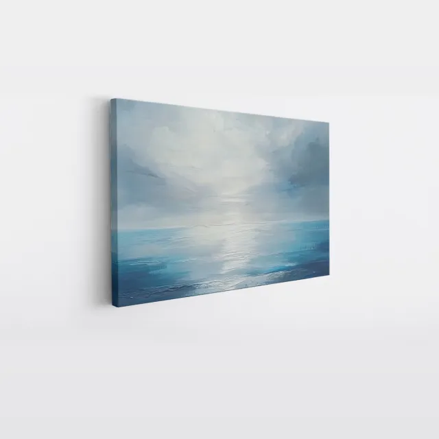 Saammp Canvas Schilderij - Landschap - Blauw - Abstract kunstwerk - 40x30 - Foto op canvas - Wanddecoratie - Muurdecoratie Woonkamer - Slaapkamer decoratie - Canvas Print Multicolor