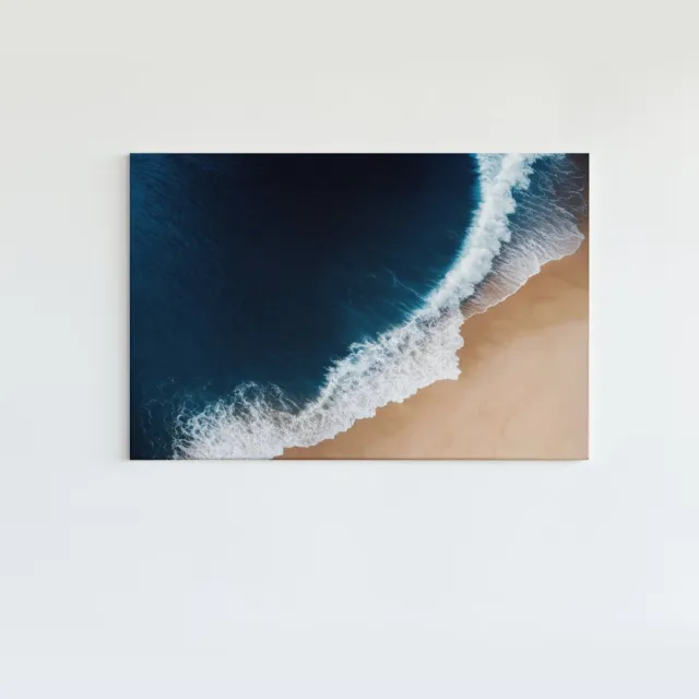 Trendex Global Canvas Schilderij - Strand en Golven - Wall Art - Blauw - Zee - Landshappen - Woonkamer - Slaapkamer - 150x100 cm