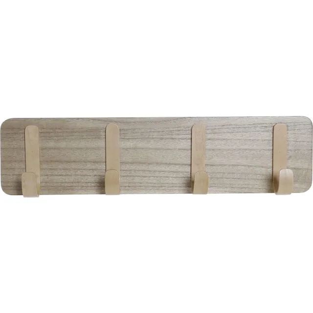 Item International Houten muurkapstok/rek met 4 haken 48 cm - Woonaccessoires - Kleding/jassen ophangen - Muur kapstokken Bruin