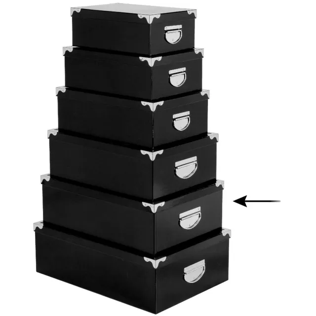 5Five® 5Five Opbergdoos/box - 4x - zwart - L44 x B31 x H15 cm - Stevig karton - Blackbox
