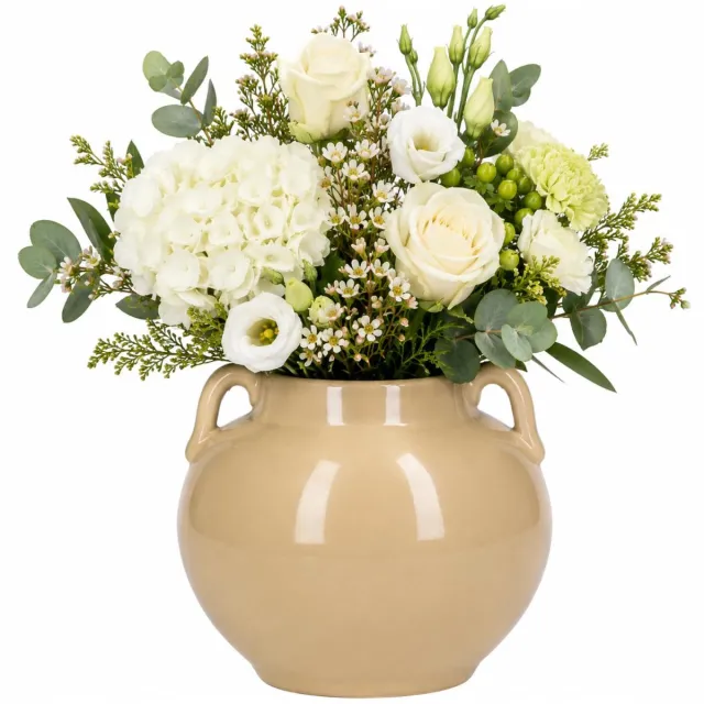 Atmosphera Vaas Aquilos - glans - taupe - D18 x H17 cm - keramiek - bloemenvaas - voor stelen en boeketten