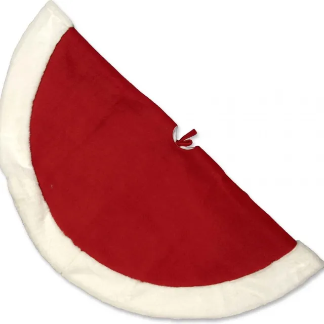 Unique Living White Christmas treeskirt 90cm Ø red - Kerstboomkleed rood