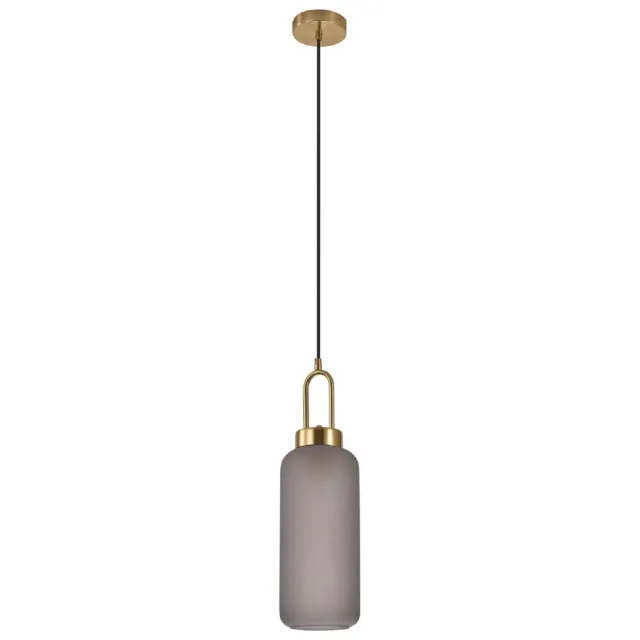 Nest of Nora Hanglamp Karin - cilinder rookglas Ø13 cm - Glas en staal - Brass Brons