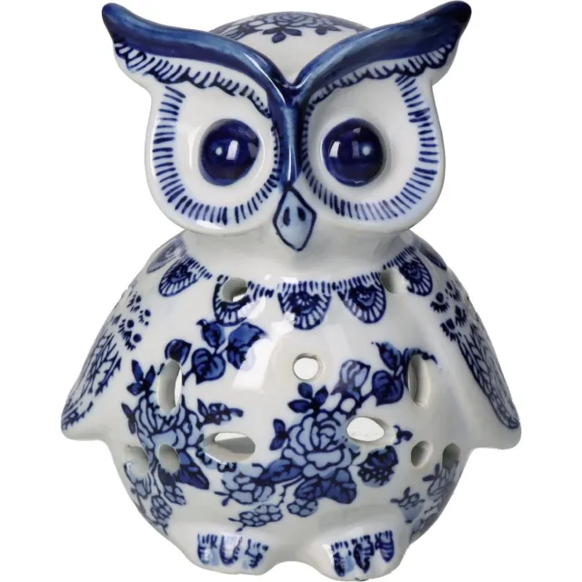 HD Collection l uil porselein blauw 10.5x10.5x14.5 cm HD Collection