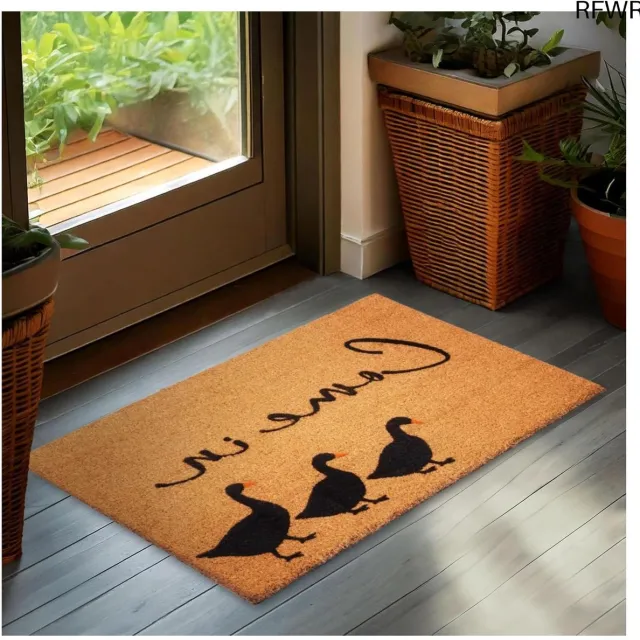 RFWR Deurmat voor Buiten en Binnen - 45 x 75 cm Vuilvangmat van 100% Kokos - Weerbestendig en Slipvast - Buitendeurmat voor Huis, Entree en Terras - Bruin