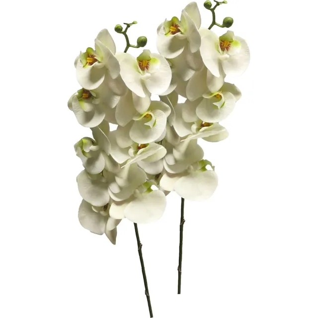 Bellatio Design Kunstbloem Orchidee Bora - 3x - wit - 108 cm - losse steel - kunst zijdebloem