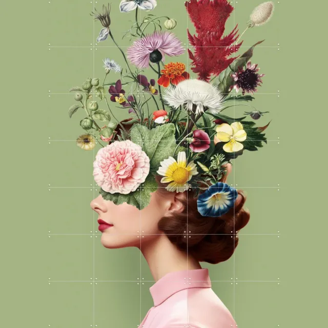 IXXI Silly Summer Things, Marja van den Hurk - 100 x 140 cm - Grote wanddecoratie en posters - Grafisch Ontwerp, Gemengde Technieken, Illustraties Roze / Groen