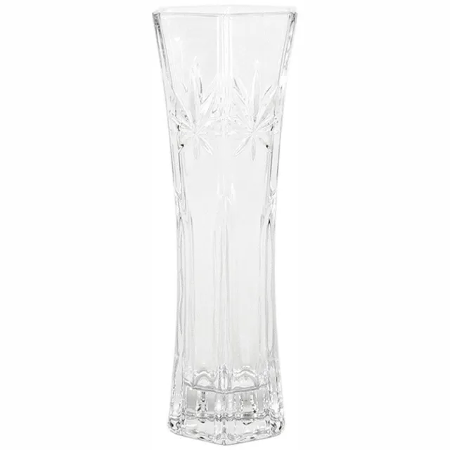 Gerimport Bloemenvaas - ornament glas - 11 x 29 cm - luxe motief - voor bloemen en boeketten - tot 60 cm Transparant