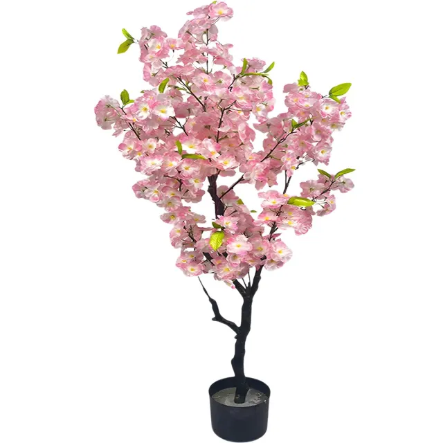 Happiq Kunstmatige Kersenbloesemboom 120 cm - Faux Bloemboom voor Binnen & Kantoor roze